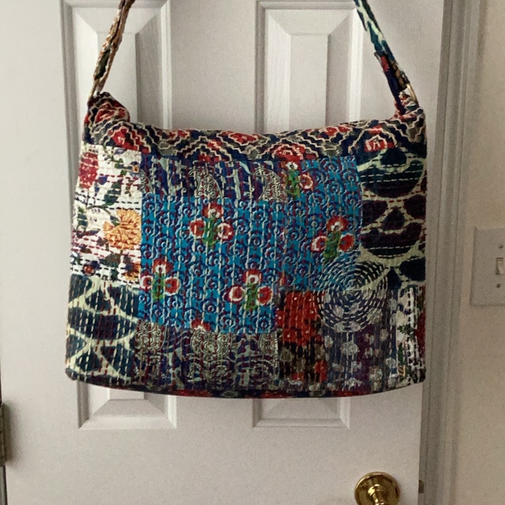 Ruggine handmade shoulder crossbody boho bag duffle purse patchwork look kantha
